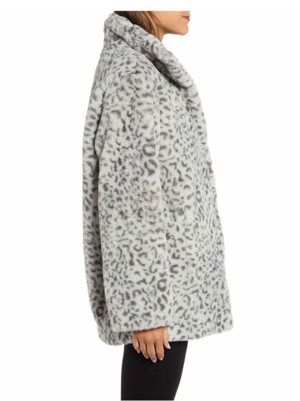 Kenneth Cole NWT Snow Leopard Faux Fur Coat Gray XL - Picture 16 of 16